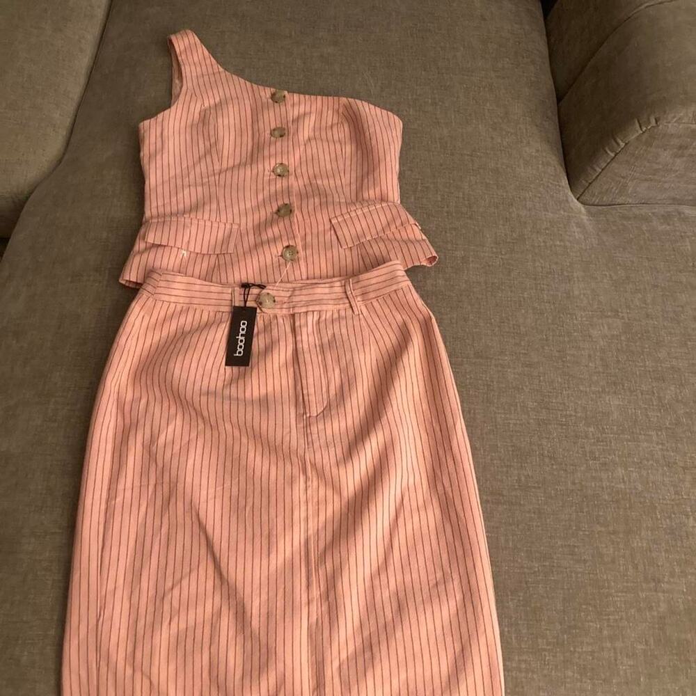 Pink with thin white vertical